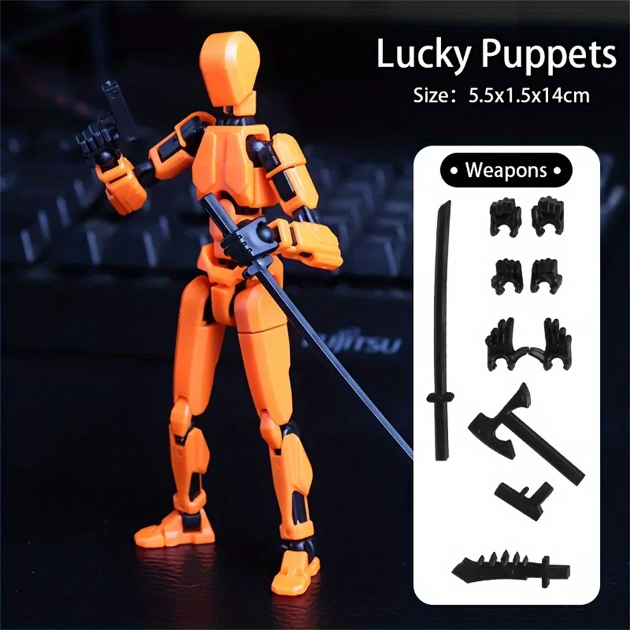 1pc マルチジョイント多関節人形、さまざまな武器を備えた彫像人形モデルおもちゃ、全身モバイルロボット (自己組み立てが必要)
