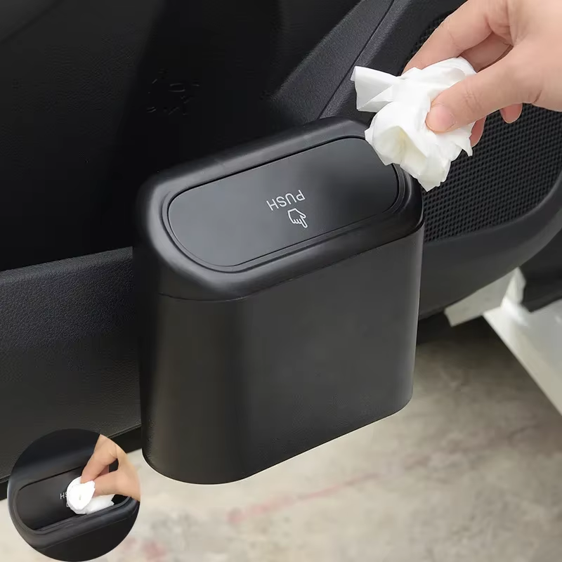 1/3 pezzi mini bidone della spazzatura per auto appeso organizzazione della spazzatura del veicolo portatile con coperchio spazzatura automobilistica pieghevole multifunzionale