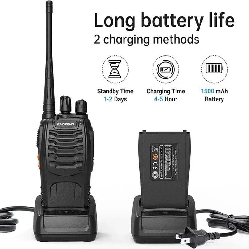 2PCS Baofeng BF-888S Walkie Talkie Palmare Ricaricabile 5W UHF 400-470MHz 16 Canali di Comunicazione Canale Radio Bidirezionali