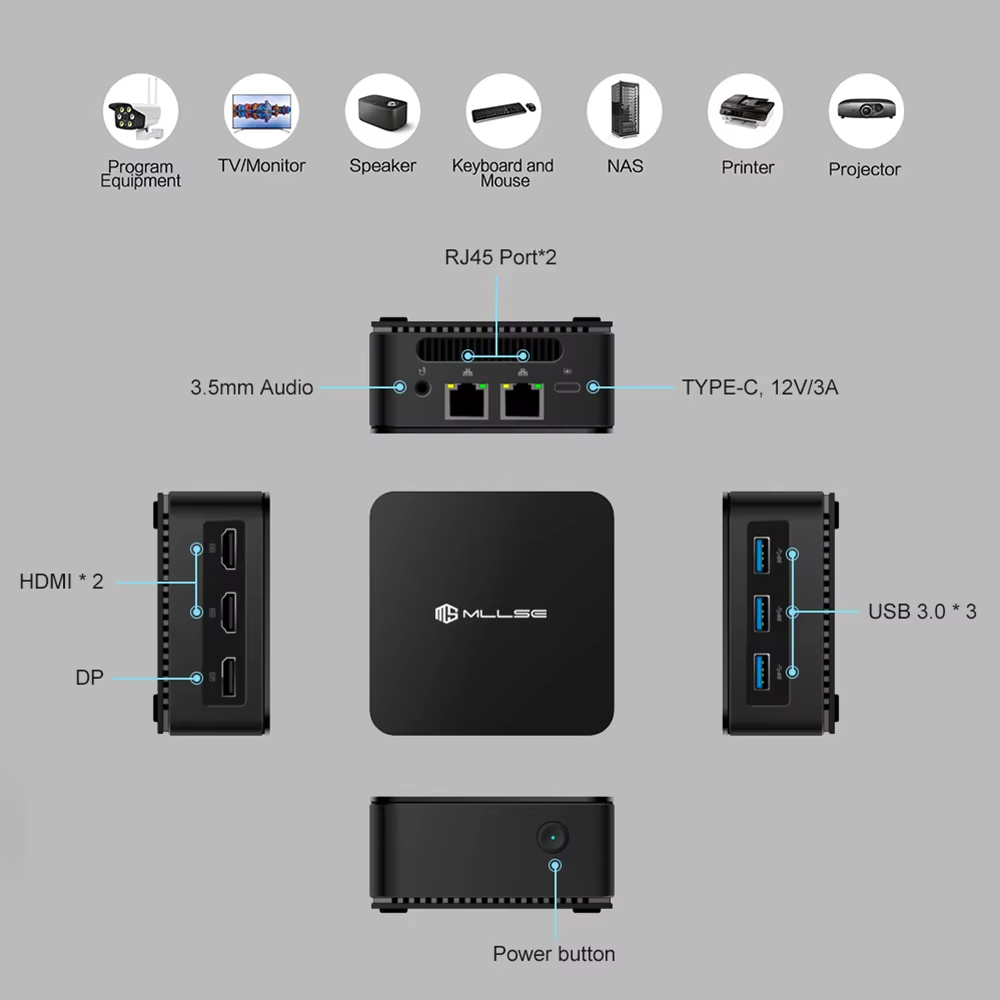 MLLSE G2 Mini-PC Windows 11 Pro Alder Lake N100 Intel 12. 512 GB ROM DDR4 12 GB RAM WiFi 6 BT5.2 Desktop-Computer Mini-PC Arbeit
