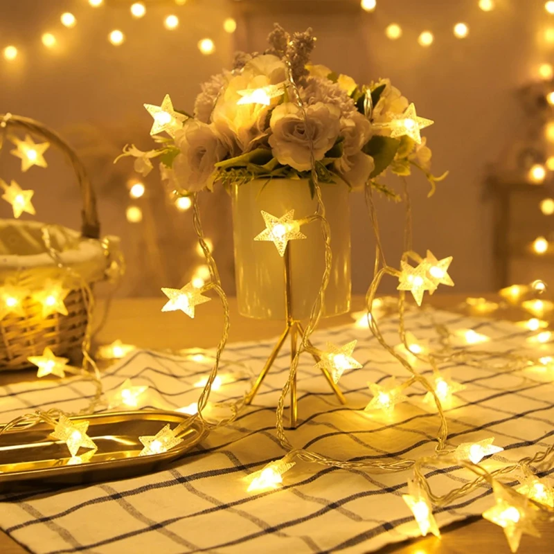LED ストリングライト屋外スターチェーンライトガーランドライト電球フェアリーライトパーティーホーム結婚式庭クリスマス装飾