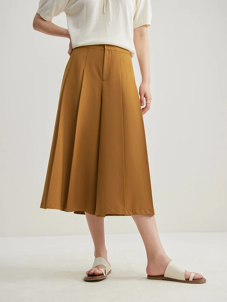 DUSHU OVERSIZE Hepburn สไตล์เอวสูงแฟชั่น Cropped กางเกงกระโปรง 2024 ฤดูร้อนใหม่เดินทางอเนกประสงค์หลวม Fit24DS82131