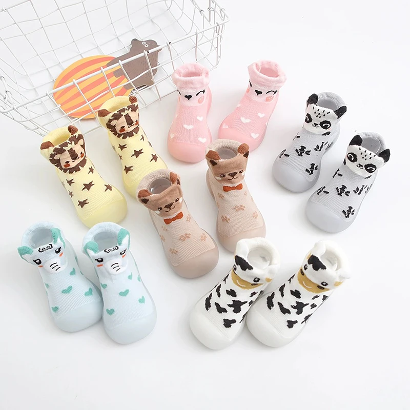 Neue Herbst Winter Kleinkind Baby Erste Schuhe 6M-3Y kinder Indoor Anti-Slip Cartoon Socken Schuhe Gummi Sohle Baumwolle pre Wanderer