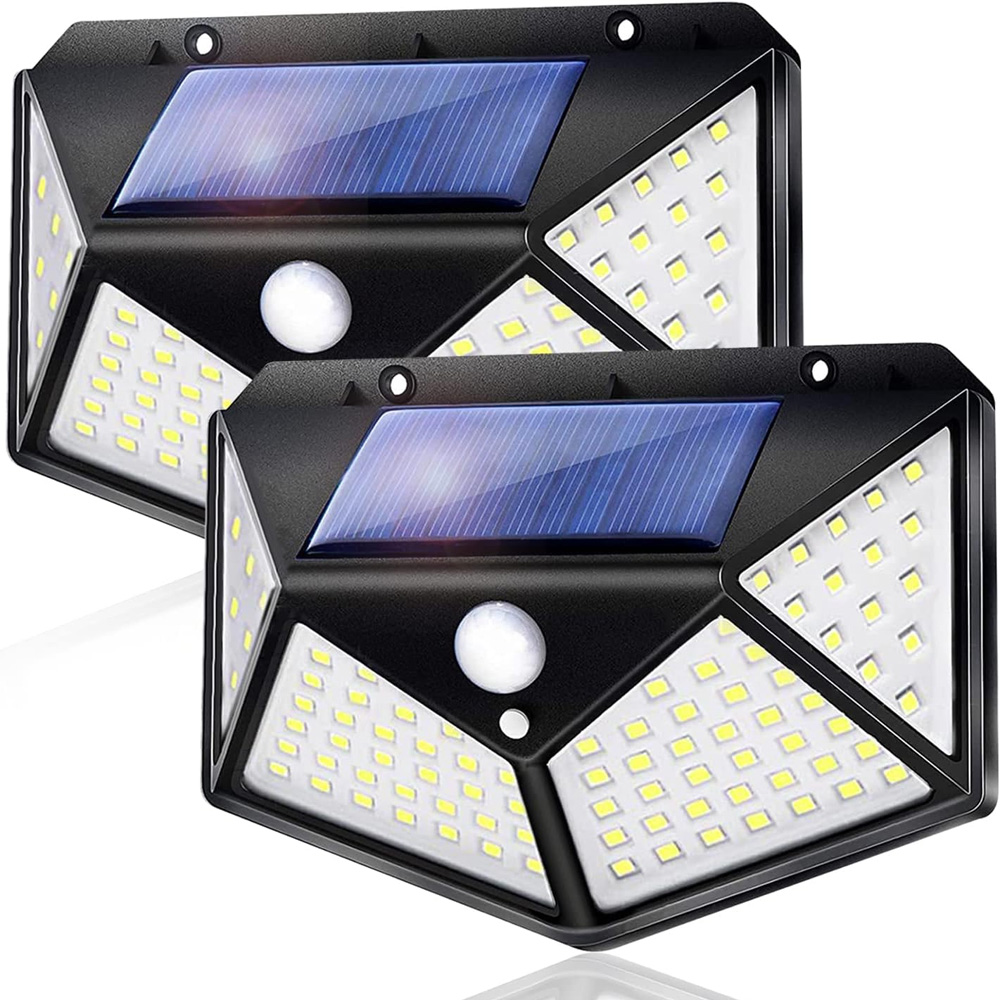 1/2 Uds 100 luces LED de pared lámpara Solar para exteriores Sensor de movimiento PIR luz de calle alimentada por energía Solar para decoración de jardín