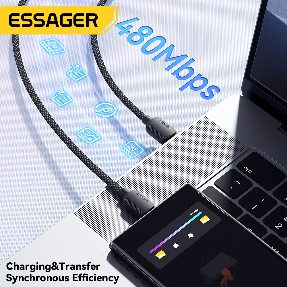 Essager 7A 100W USB Type C Cable For Huawei Honor 88W PD Fast Charging Charger USB A Data Cord Cable For Xiaomi Oneplus Samsung