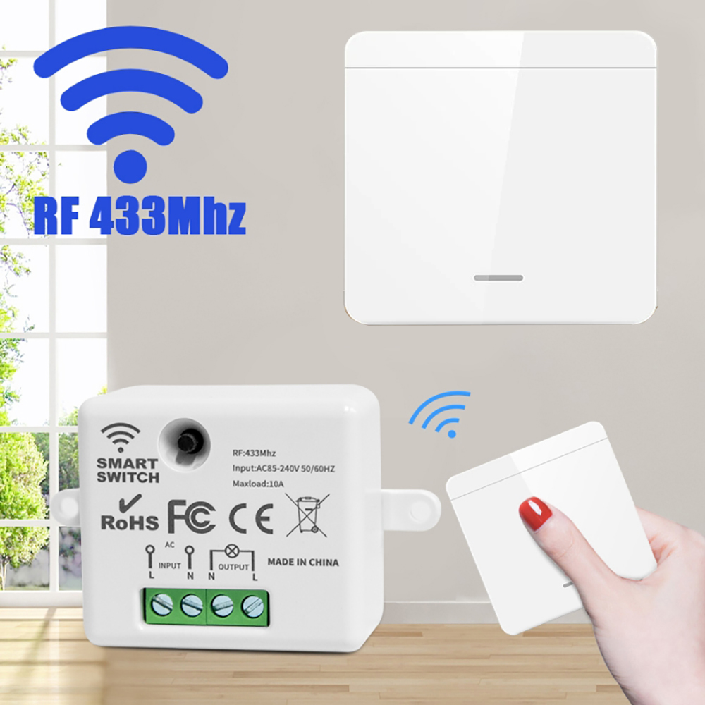 Interruptor wi-fi inteligente para iluminação, 16a, rf433mhz, aplicativo sem fio, controle de voz, casa inteligente, vida inteligente, funciona com google home