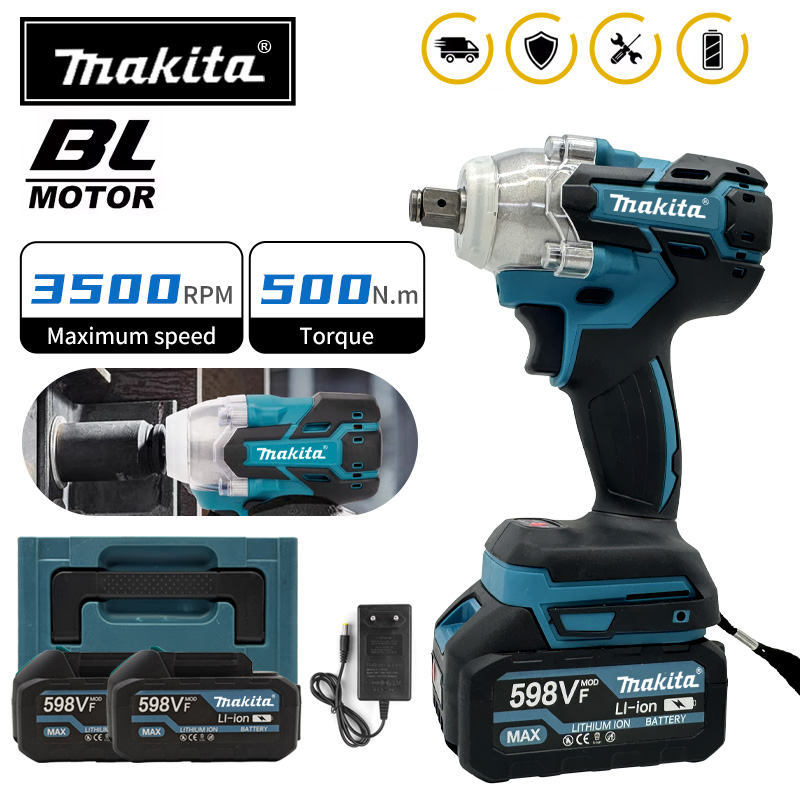 Herramientas Makita DTW600, máquina de llave de impacto, llave eléctrica inalámbrica sin escobillas, herramienta recargable de alto par para batería Makita de 18V