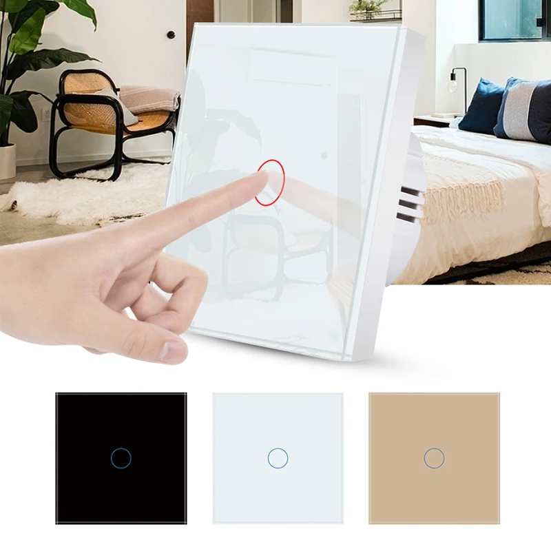 Ubaro ue/reino unido padrão cristal vidro temperado painel de parede luz interruptor toque led indicador sensor botão elétrico 1/2/3gang 220v