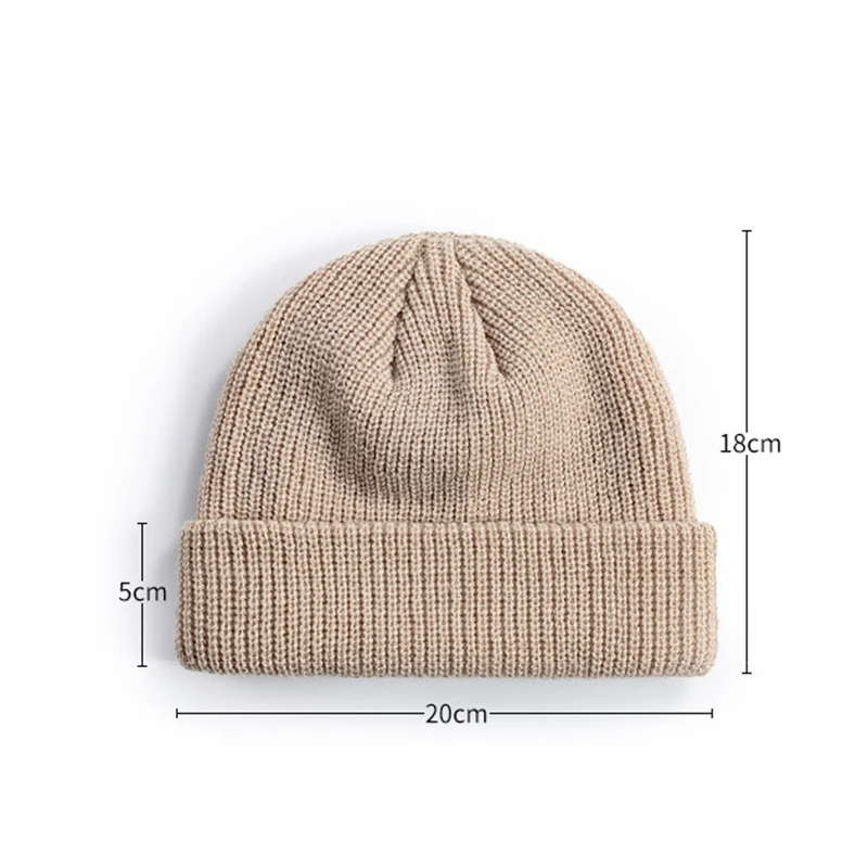 Strickmütze für Damen und Herren, Wolle, modisch, schlicht, warm, Skullies, Mützen, solide Herbst-Winter-Beanie-Mütze, trendiger Stil