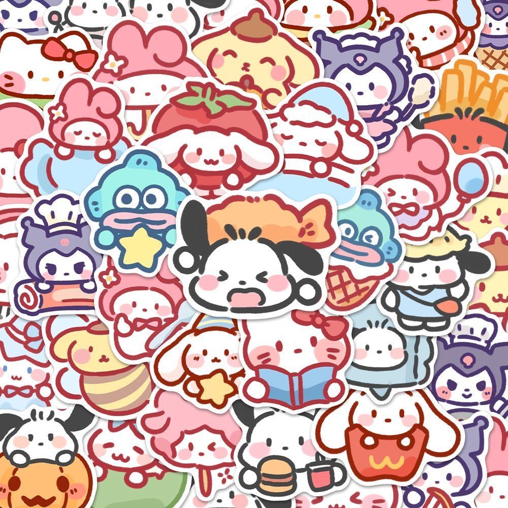 Cute Cartoon Sanrio Stickers 100pcs My Melody Kuromi Handbag Decoration Stickers Cinnamoroll Children's Gift Sticker Bag