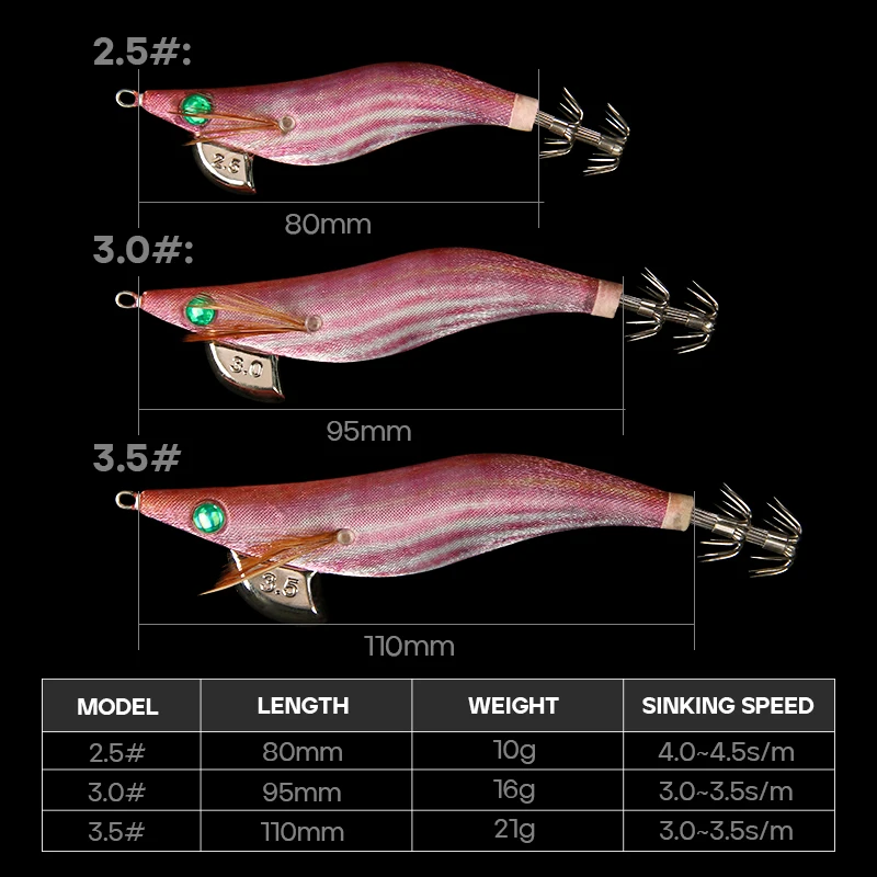 LETOYO Mực Ghép Hình 2.5 #3.0 #3.5 # Mực Dụ Cá Nhân Tạo Mực Móc Jigging Mồi Câu Cá Biển mực Nang EGI SUTTE R
