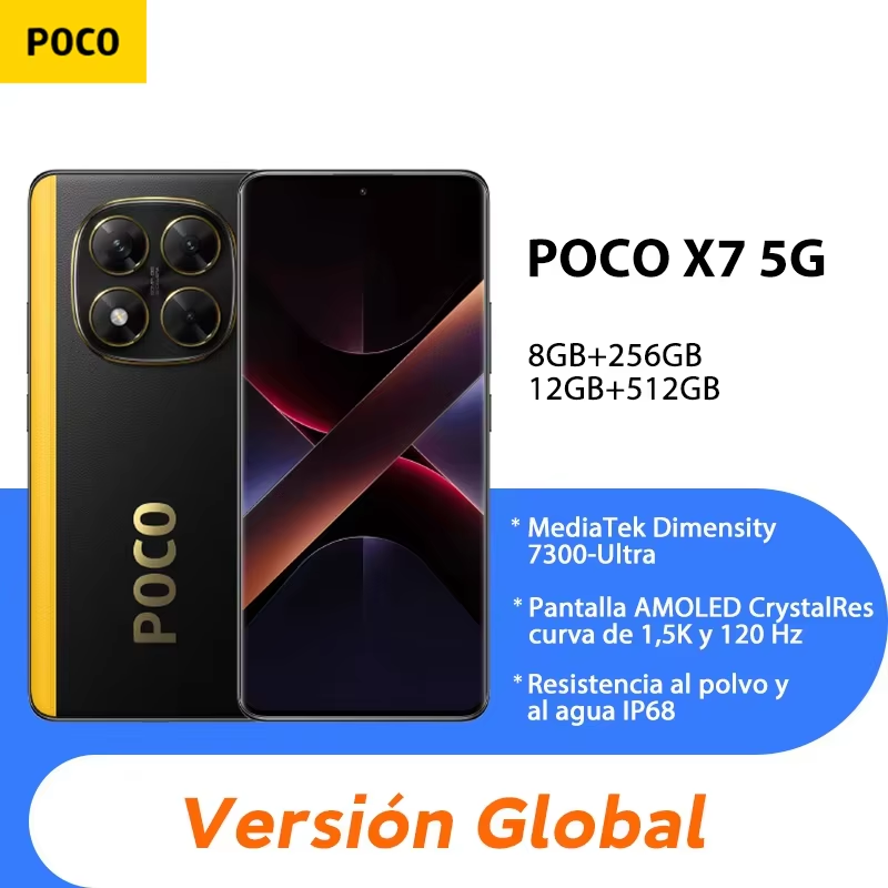 【Marca +】POCO X7 Smartphone Dimensity 7300-Ultra 6,67 "120Hz Pantalla AMOLED 45W 5110mAh 50MP Cámara IP68 Xiaomi HyperOS NFC