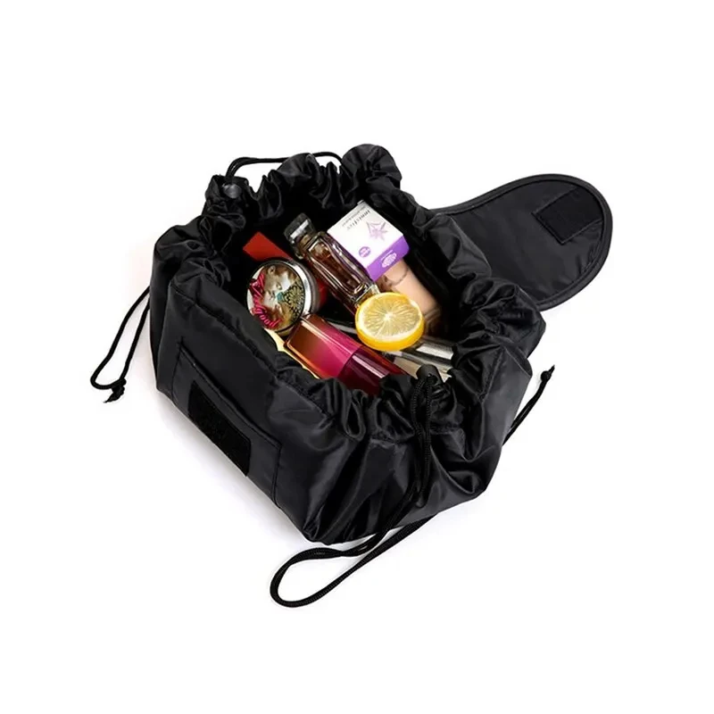 Drawstring Elastic Makeup Storage Bag Women Portable Travel Black Large Capacity Portables Handbag Storage-Bags Trendy