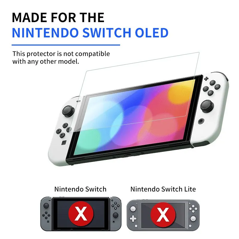 Pellicola salvaschermo in vetro temperato compatibile con Nintendo Switch OLED 9H HD Pellicola protettiva trasparente per accessori OLED NS Switch