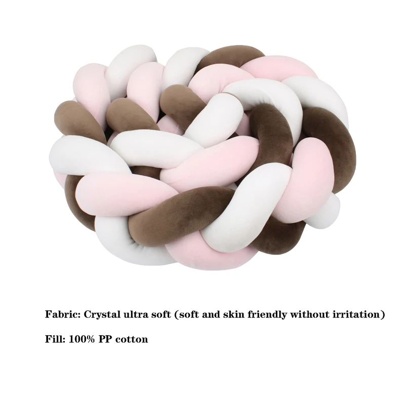 Parachoques para cama de bebé de 1m/2m/3m/4m, Protector de cuna para bebé recién nacido, almohada trenzada con nudo, cojín, parachoques anticolisión para cuna