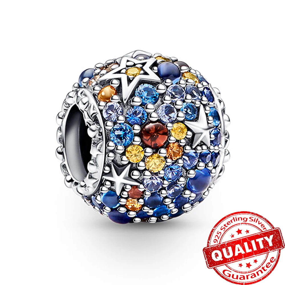925 Sterling Zilveren Bedels Kleurrijke Zon Maan Sterren Dangle Charm Fit Originele Hanger Armbanden Ketting Vrouwen DIY Fijne Sieraden