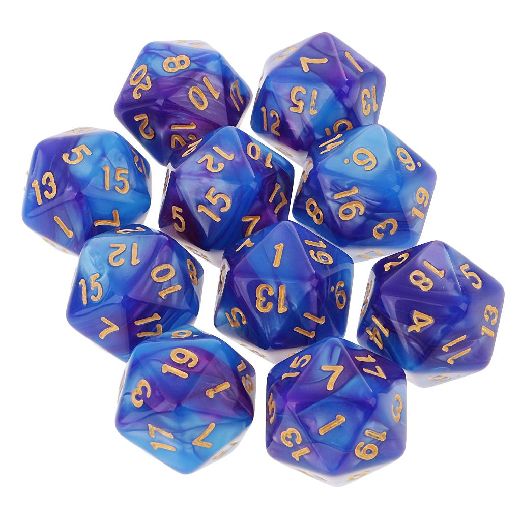 10 Chiếc Đa Diện 20 Mặt Xúc Xắc D20 Xúc Xắc Nhập Vai Xúc Xắc Board Game Đạo Cụ Để Bàn Chơi Game Cung Cấp-Đôi Màu Sắc