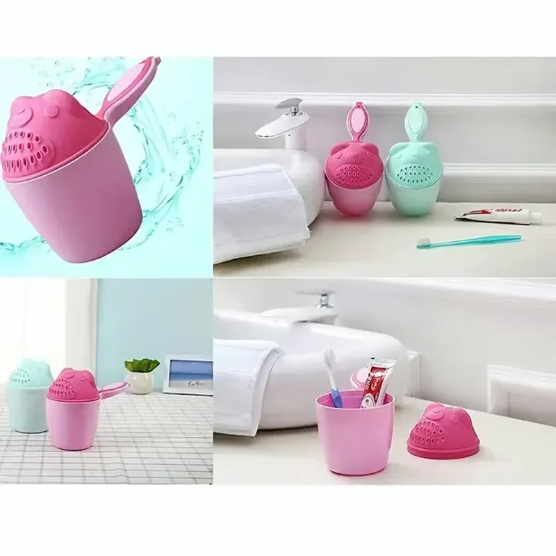 Chuveiro de bebê toddle shampoo copo bonito dos desenhos animados colheres de banho do bebê com proteger os olhos do miúdo criança lavar o cabelo copo crianças ferramenta de banho