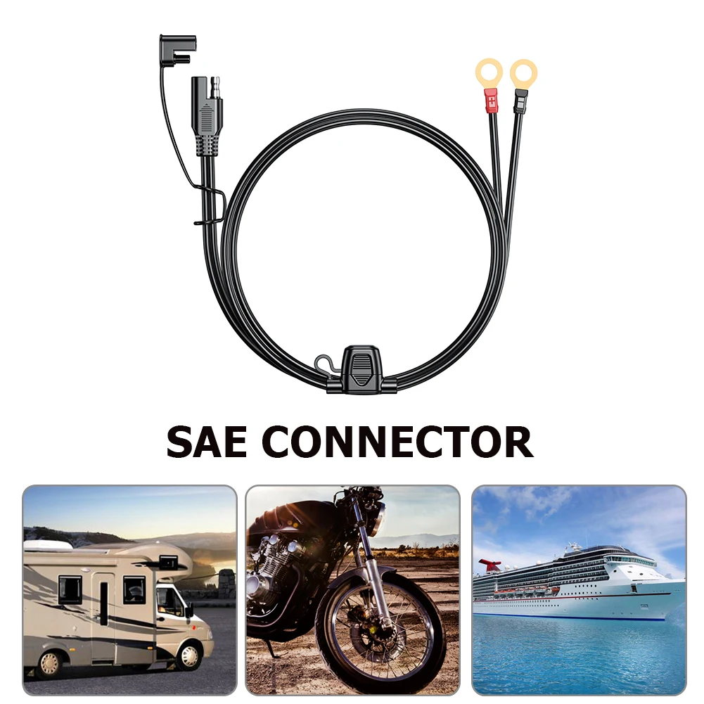 12-24V 18AWG SAE 2 pines de desconexión rápida a conector de arnés de Terminal de anillo redondo con fusible de 10A para conector de Cable de cargador de batería