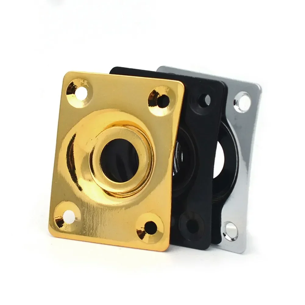 Placa de conector Rectangular anticorrosión duradera para guitarra eléctrica estilo Les Paul Tele, cromado, negro y dorado con cubierta de conector de tornillos