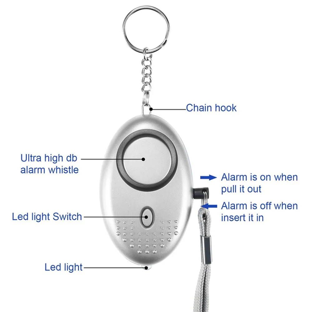 Self Defense ALARM 130dB ไซเรนป้องกันตัวเอง Anti-Attack Security สําหรับเด็กผู้หญิงความปลอดภัยส่วนบุคคล Loud Alert Attack Panic