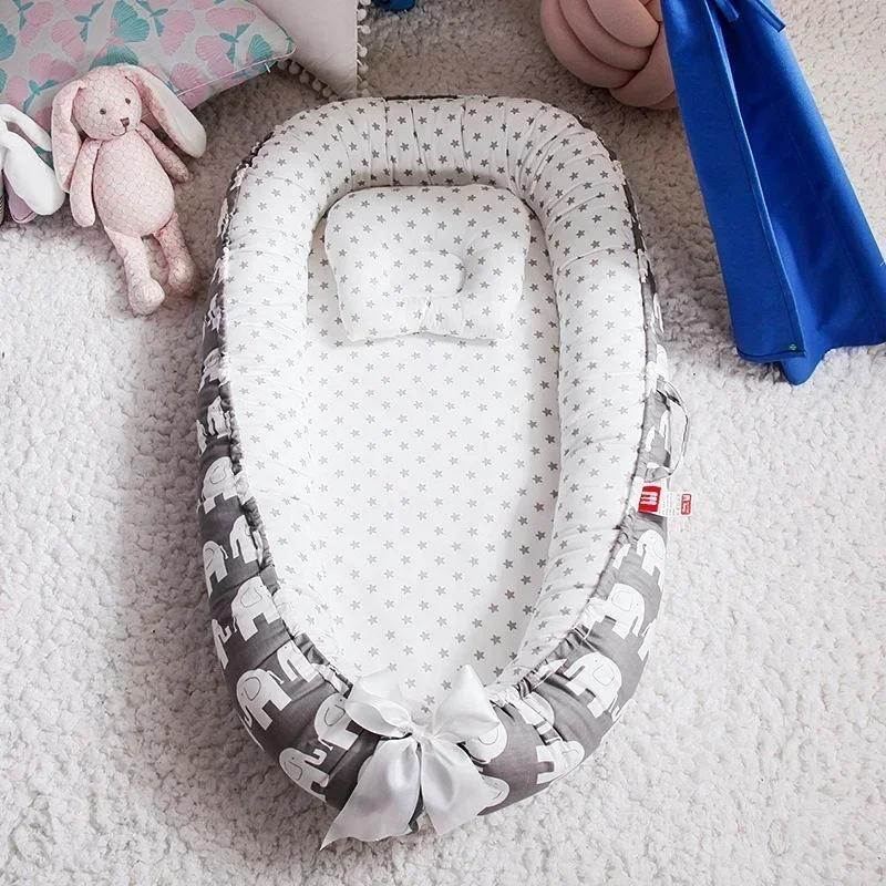 ทารกแรกเกิด Co-sleeping เตียง Nest สําหรับทารกพ่อแม่ข้างเตียง COT เด็กวัยหัดเดิน Bassinet รั้วกันชนเปลทารก Cradle หมอนหัว