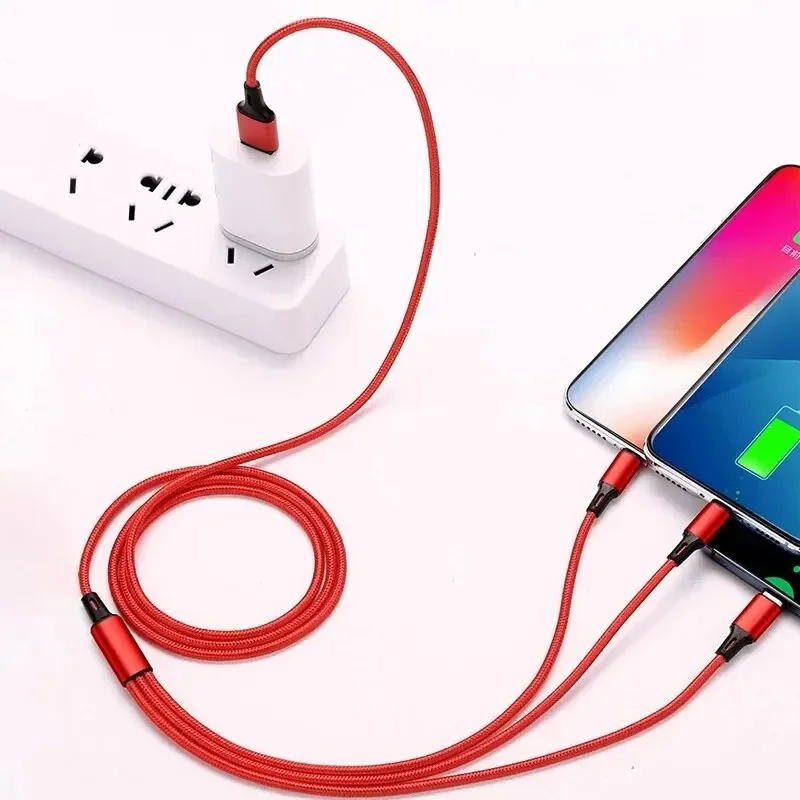 3 IN 1 USB Cable Micro USB Type C Charger Cable Multi Usb Port Fast Charging Cord For iPhone 11 12 13 Pro Max Xiaomi  Samsung