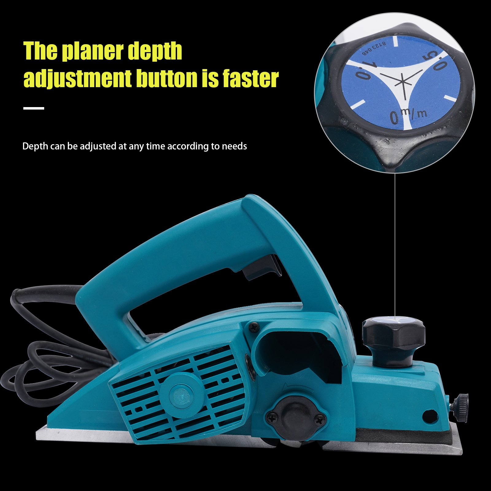 Plaina elétrica portátil para madeira, plaina manual, 800W, 220V, 82 mm