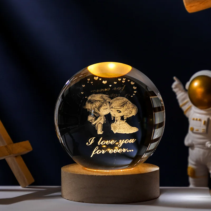 6/8 センチメートル 3D クリスタルボール惑星夜の光レーザー彫刻太陽系地球儀天文学フェスティバルギフト家のデスクトップの装飾