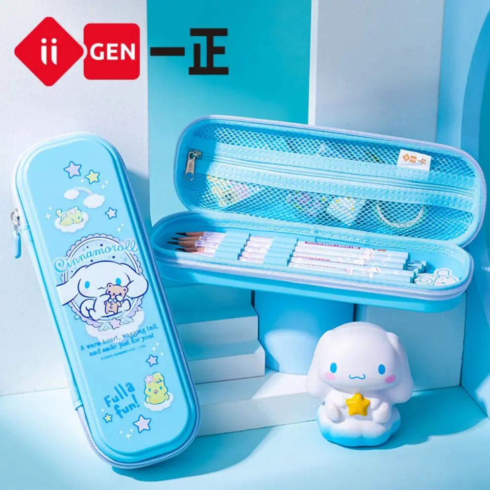 Iigen Sanrio Large Capacity Pencil Box, Pp Tecido Pen Box para estudante menina, Material de papelaria escolar