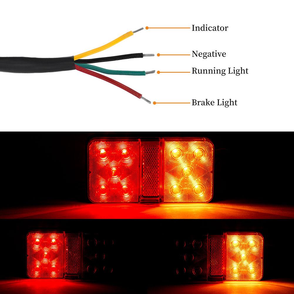 2Pcs 12V 12-80v 10 LED Tail Light Taillight Turn Signal Indicator Stop Lamp Rear Brake Light For Car Truck Trailer