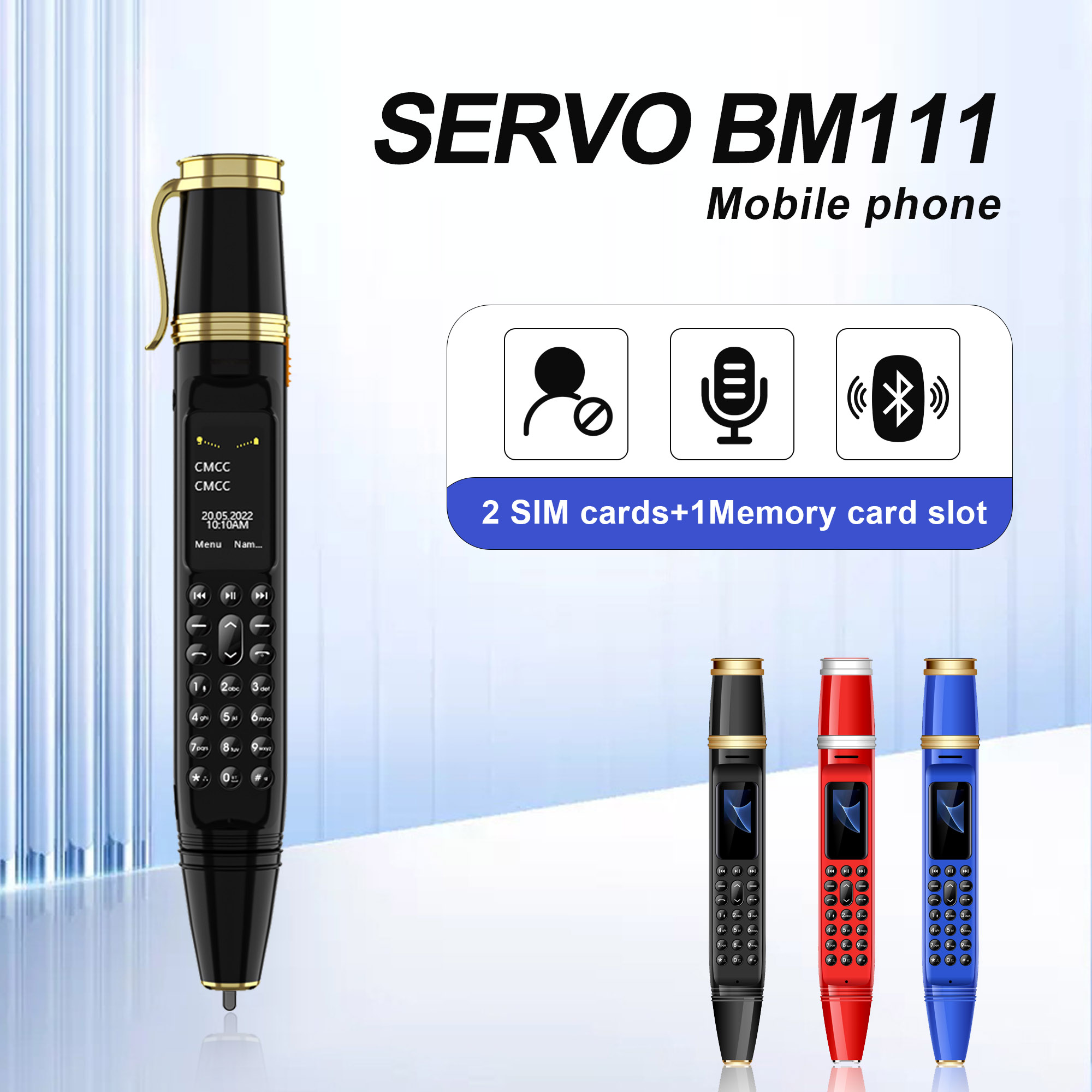 SERVO K07 Plus Điện Thoại Di Động Mini Bút Dual SIM Camera Quạt Trình Quay Số Bluetooth Đài Phát Thanh Đầu Ghi Magic Thoại ĐTDĐ Chờ Lâu thời Gian
