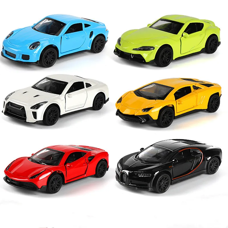 1:43 modelo de carro de liga fundida metal puxar para trás simulação carro brinquedo menino carro esportivo ornamento com abrir a porta brinquedos para crianças