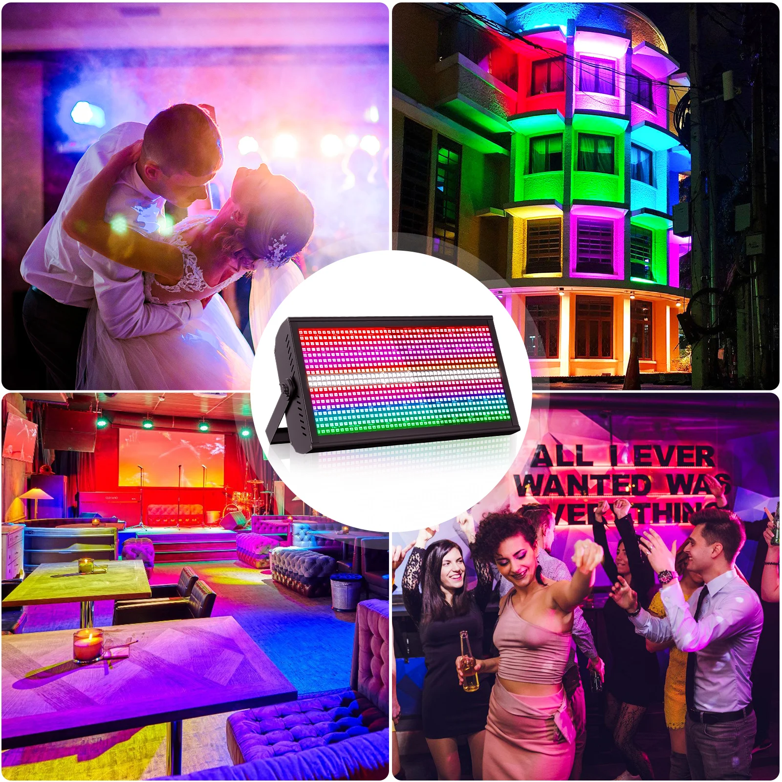 U'King 4Pcs 200W LED RGBW 48+8-Segment Strobe Lights DMX512 Wash Stage Light Uplight DJ Lights For Party Disco Wedding Bar KTV