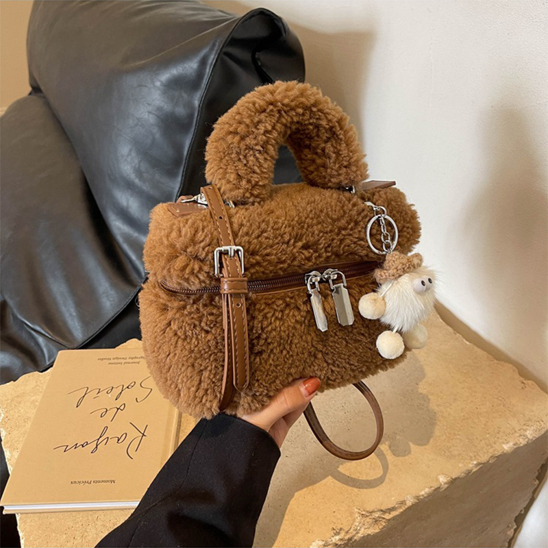 2025, Damentasche, modische pelzige Handtasche für Damen, tragbare Umhängetasche