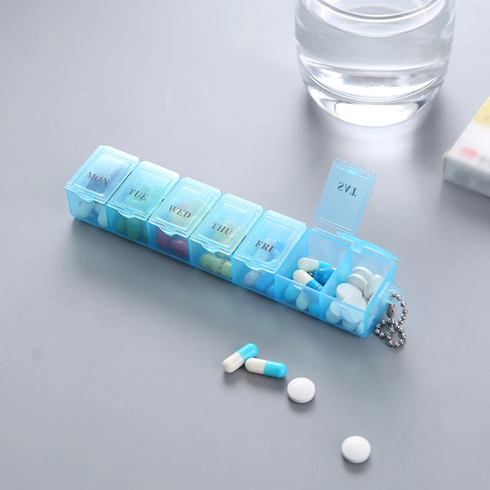 7 วันยากล่องยารายสัปดาห์ผู้ถือแท็บเล็ตจัดเก็บคอนเทนเนอร์กล่องยา Splitters 3 สี Pill Case Organizer