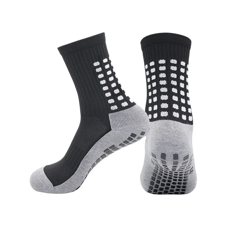 Un par de calcetines de fútbol y protectores de piernas para tablero de fútbol, rodilleras deportivas, entrenamiento antifricción, pegamento de puntos inferior antideslizante