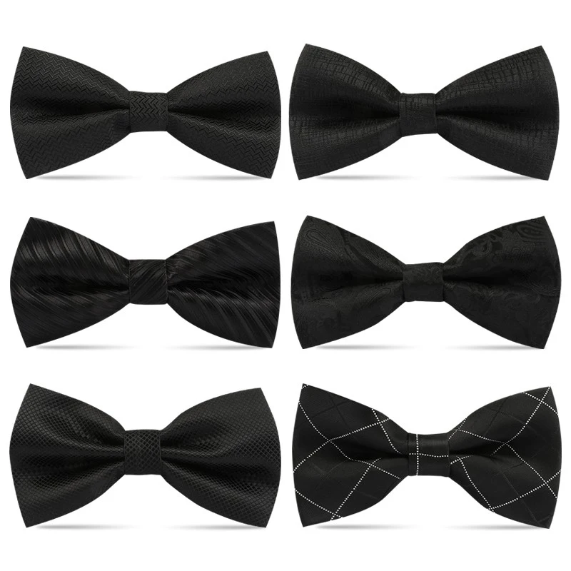 1PCS Bow Ties for Men Wedding Bowtie Black Neck Tie Adjustable Bowknot Classic Butterfly Cravat Adult Double Tie Business Gift