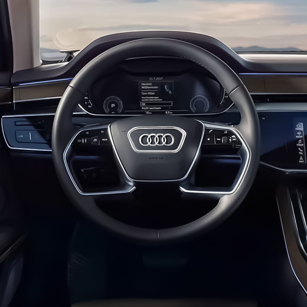 Estilo do carro volante centro logotipo cobre guarnição para audi a6l q7 q3 q5 a7 a5 a3 a4l a8l a8 q5l q8 a7l q6 E-TRON sq5 accessorie