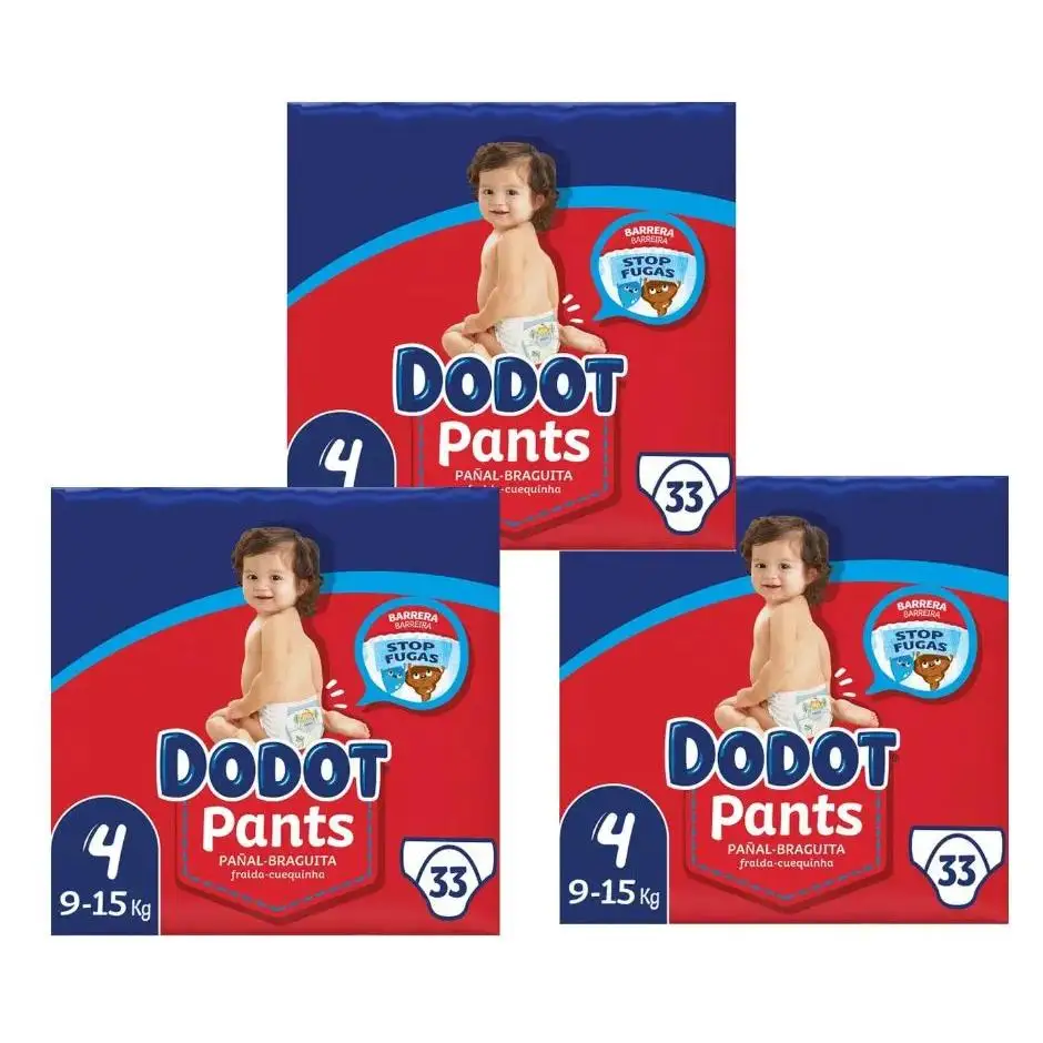 DODOT Pants Talla 4 con 33 uds. 9 - 15kg PACK Ahorro 33 uds X3 Total 99 Pañales     【ROUA】