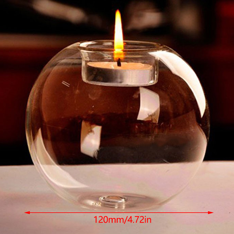 European Style Round Glass Candle Holder Christmas Halloween Dining Table Candlesticks Wedding Party Centerpieces Decorations