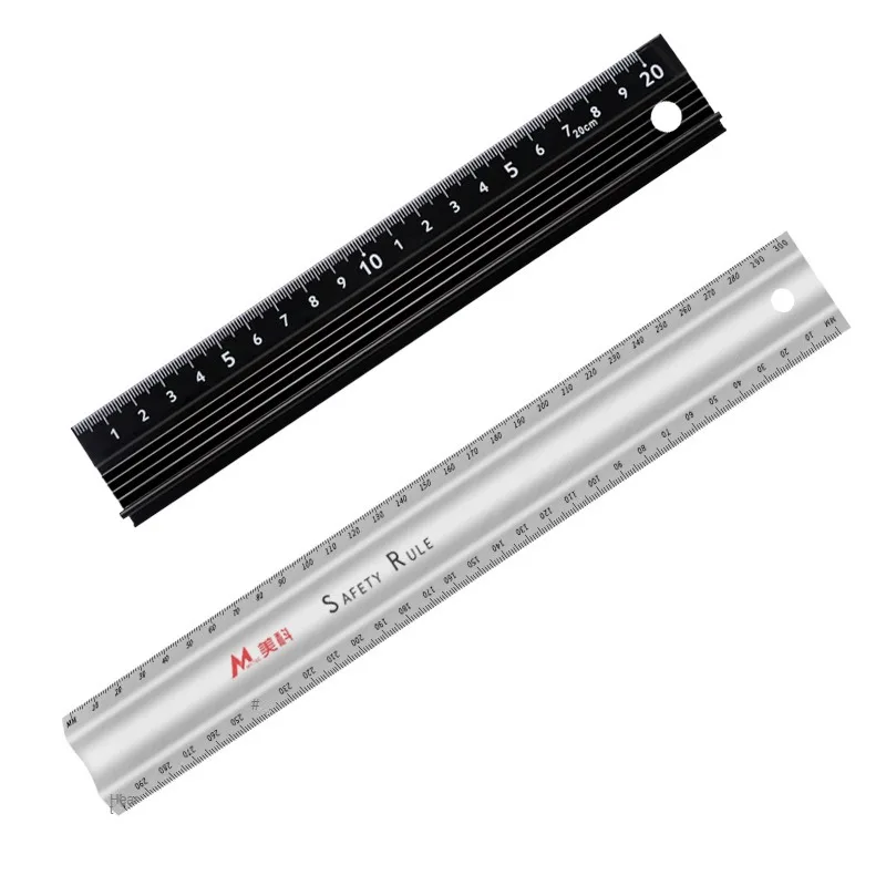 อลูมิเนียมอัลลอยด์ Anti SLIP เลเซอร์สอบเทียบไม้บรรทัดตัดเครื่องมือไม้ตรง Scale ไม้บรรทัดอุปกรณ์สํานักงานโรงเรียน