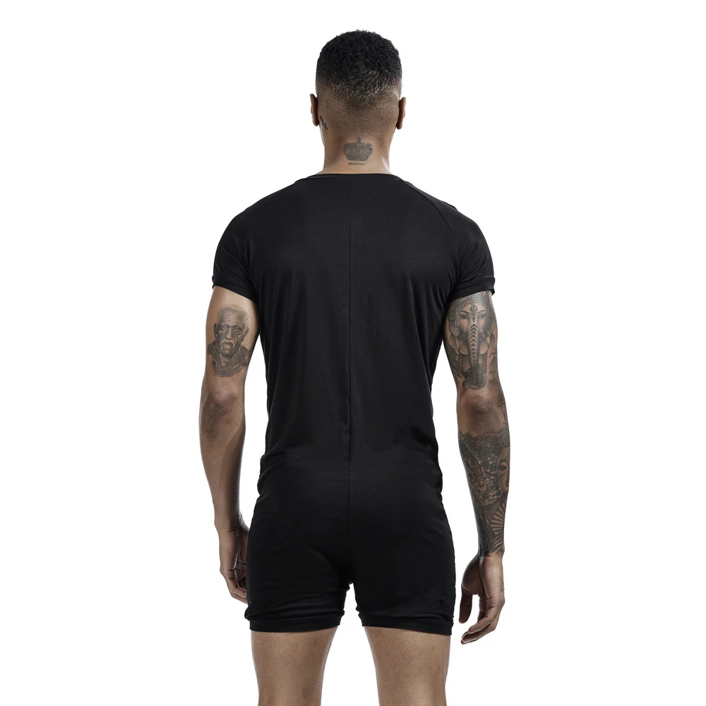 SEOBEAN Men's Button Short Sleeve jumpsuit - Comfortable Solid Color Loose High Elastic Home Clothes Sleepwear