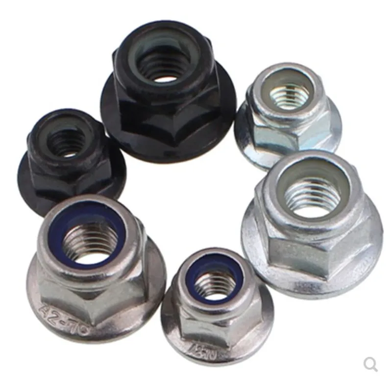 2-50 Con M3 M4 M5 M6 M8 M10 M12 Thép Không Gỉ Thép Đen Bích Nylon Khóa Đai Ốc lắp Khóa Đai Ốc Tự Khóa Nylock Đai Ốc