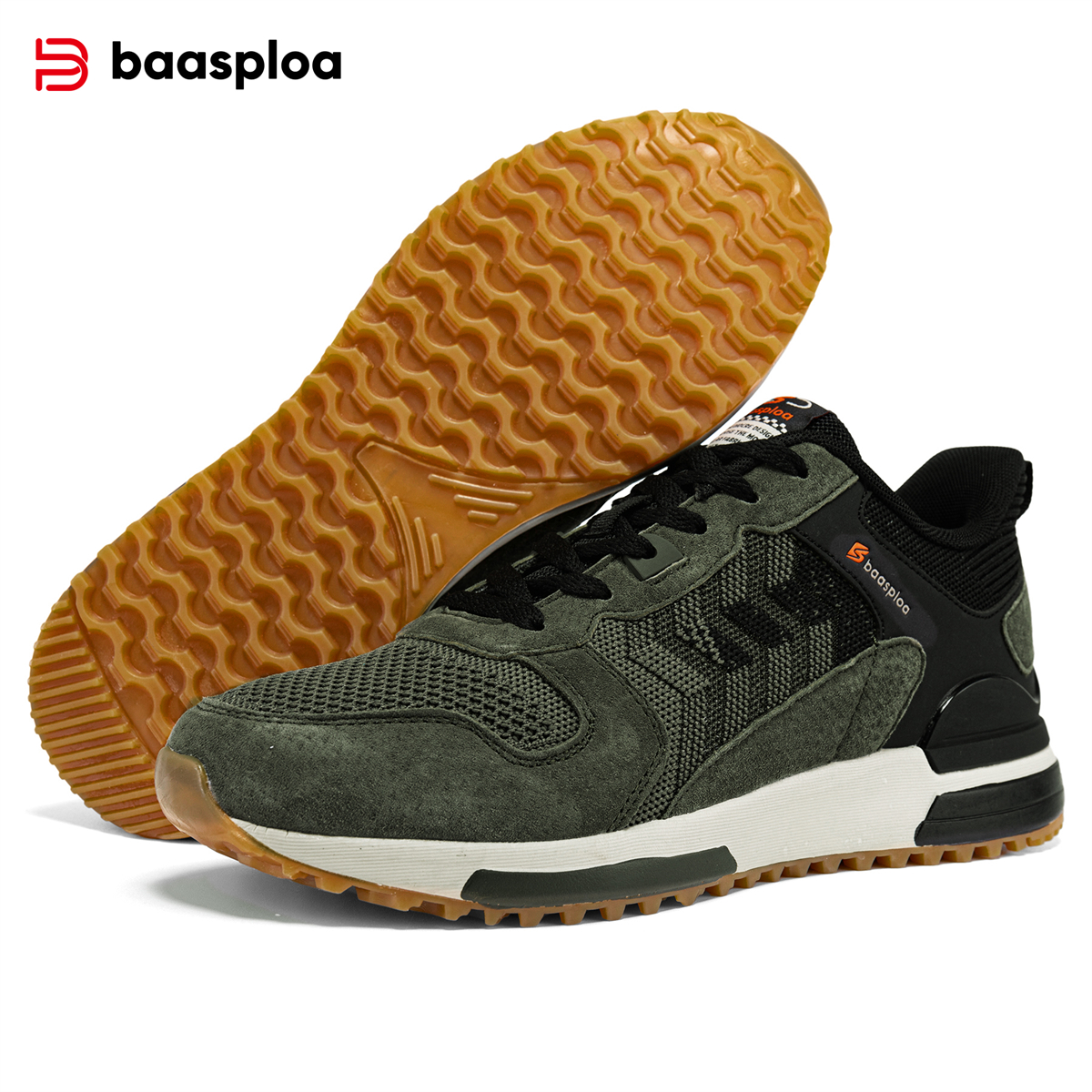 Baasploa Herren Wanderschuhe lässige atmungsaktive Turnschuhe Schnürung bequeme Sportschuhe rutsch feste, verschleiß feste Herren schuhe