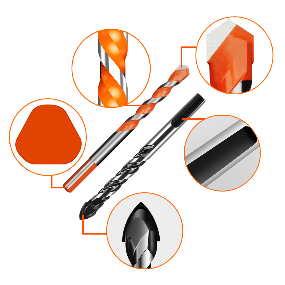 8PCS Multifunctional Triangle Drill Bit Diamond Drill Set Ceramic Tile Concrete Brick Wood Glass Punching Hole Saw Metal Dril