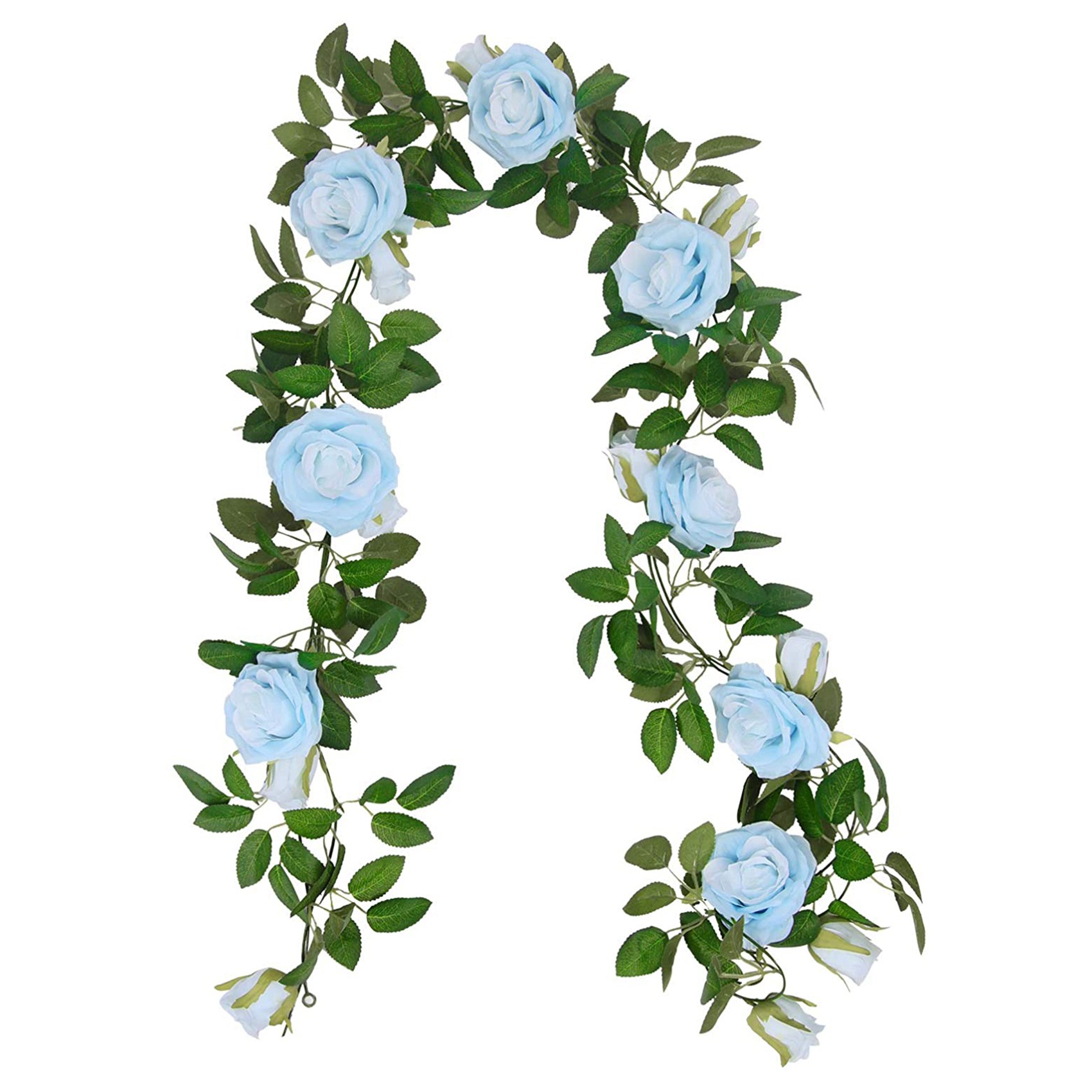 BABQ 3 Pcs Artificial Rose Vine Garland Total 32.5 Ft Silk Flower Hanging Baskets Plants for Indoor Outdoor Home (Blue)