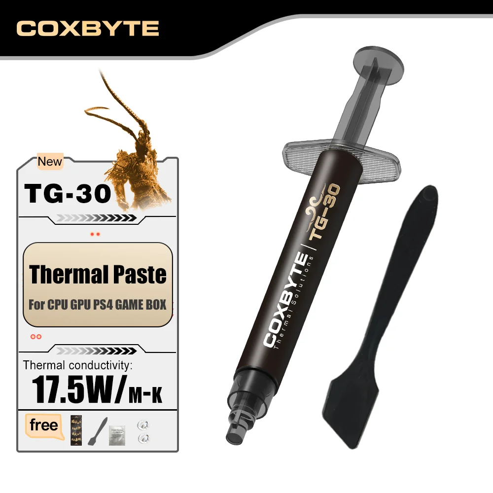 Coxbyte pasta térmica de alto desempenho TG-30 17.5w/mk para processador cpu vídeo ps4 gpu resfriamento pasta térmica condutora