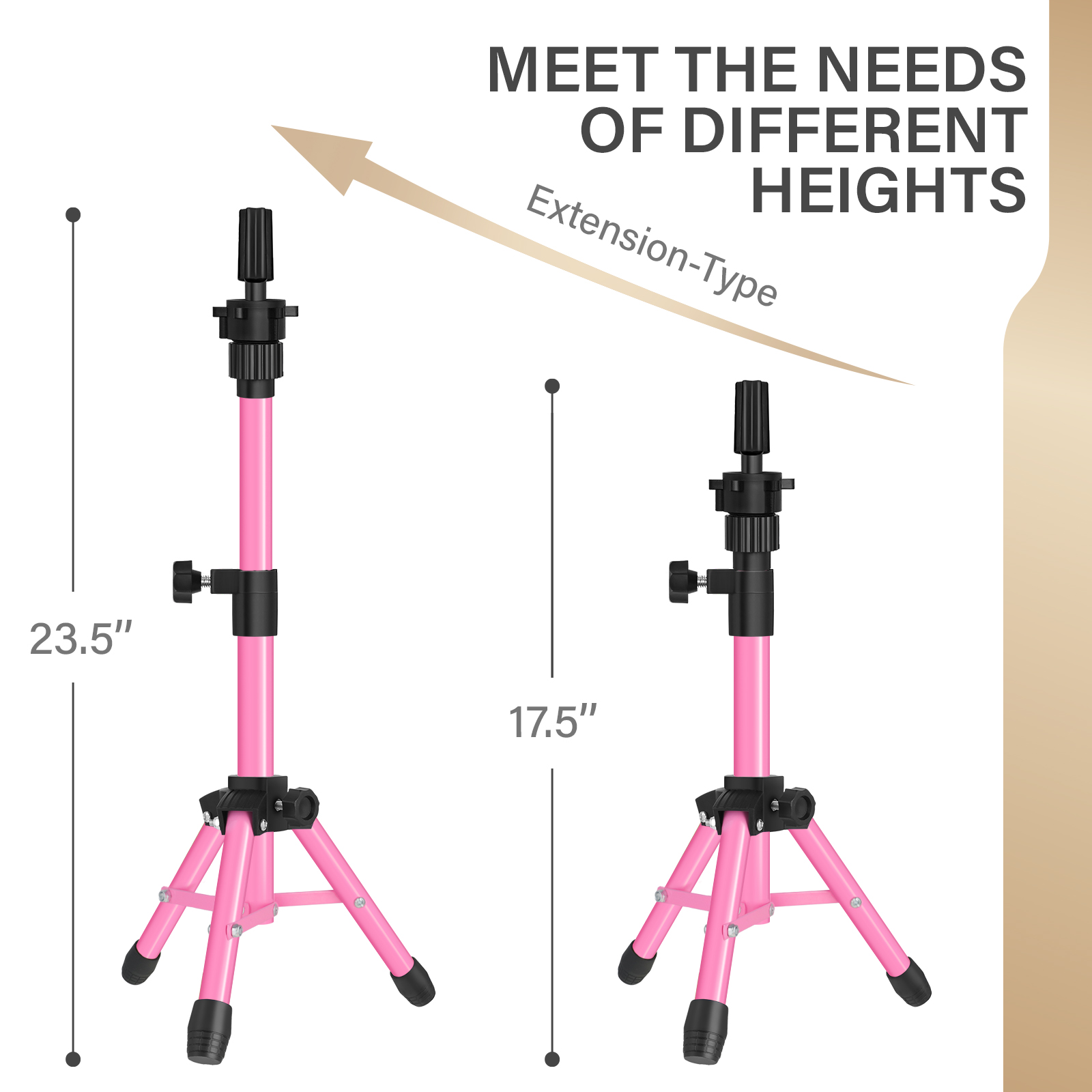 64cm metal peruca tripé suporte para segurar cabeça de manequim ouro rosa cinza preto marrom peruca cabeça suporte peruca kit instalação conjunto