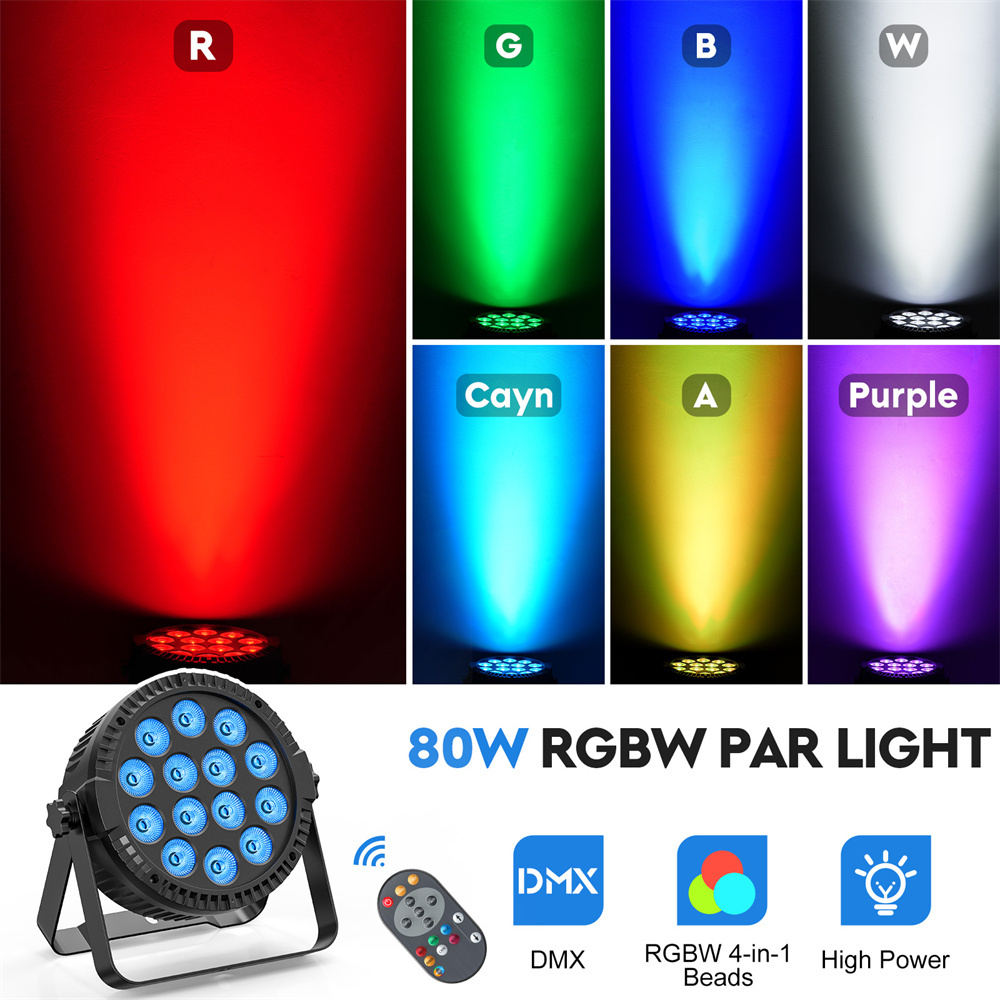 4 Stück 4 in 1 RGBW 14 LEDs 80 W Par Licht DMX512 Master-Slave Sound aktiviert mit Fernbedienung DJ Party Bühneneffektbeleuchtung